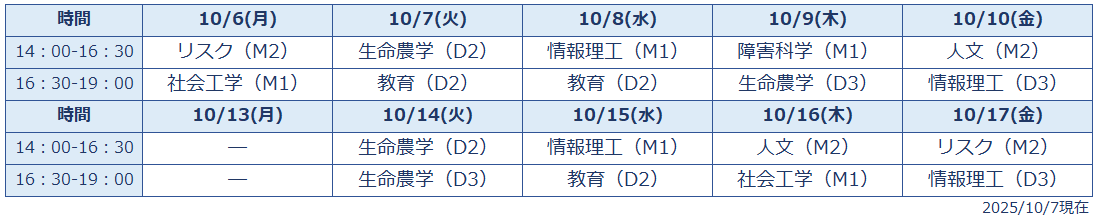スケジュール