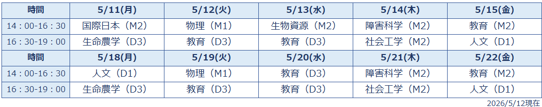 スケジュール