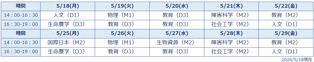 スケジュール